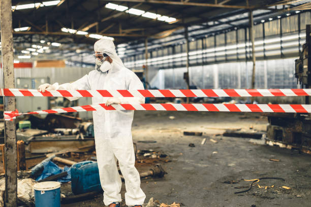 Professional Biohazard Cleanup technician working in Bordentown, NJ